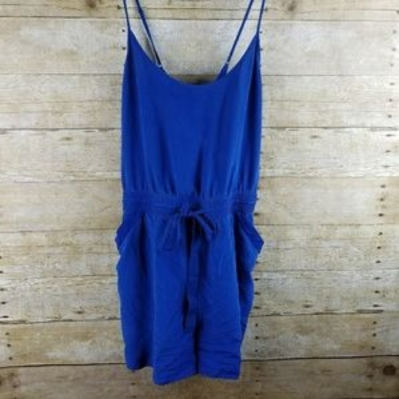 Aritzia Wilfred Peri Blue 100% Silk Romper XXS 00 - Picture 4 of 4